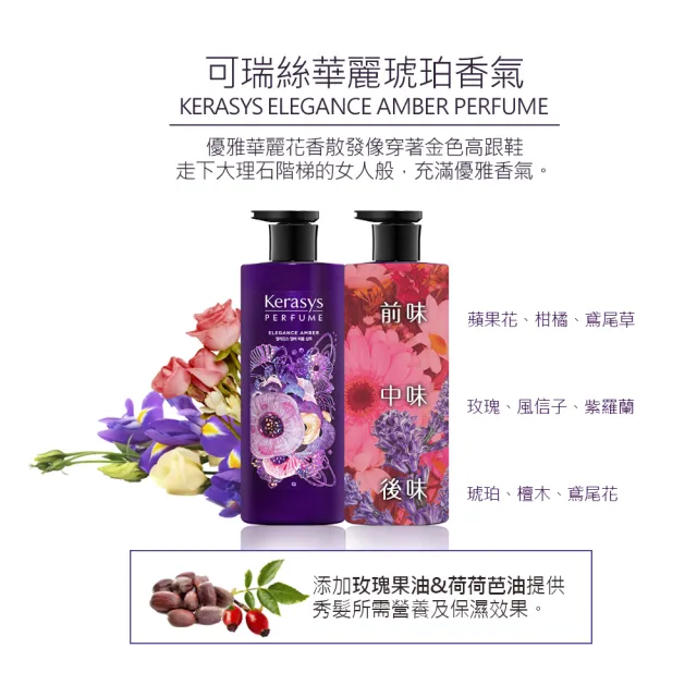 【KeraSys 可瑞絲】精緻香氛洗髮精洗髮精600ml(知性麝香/華麗琥珀/魅力雛菊)