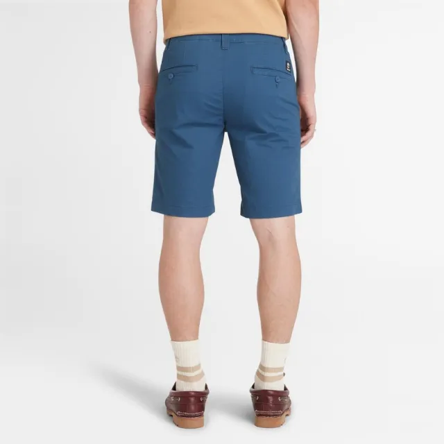 【Timberland】男款深藍色府綢卡其短褲(A5U2K288)