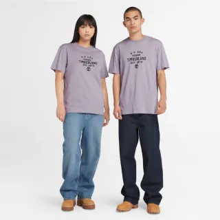 【Timberland】中性灰紫色正面圖案短袖T恤(A42W5EG7)