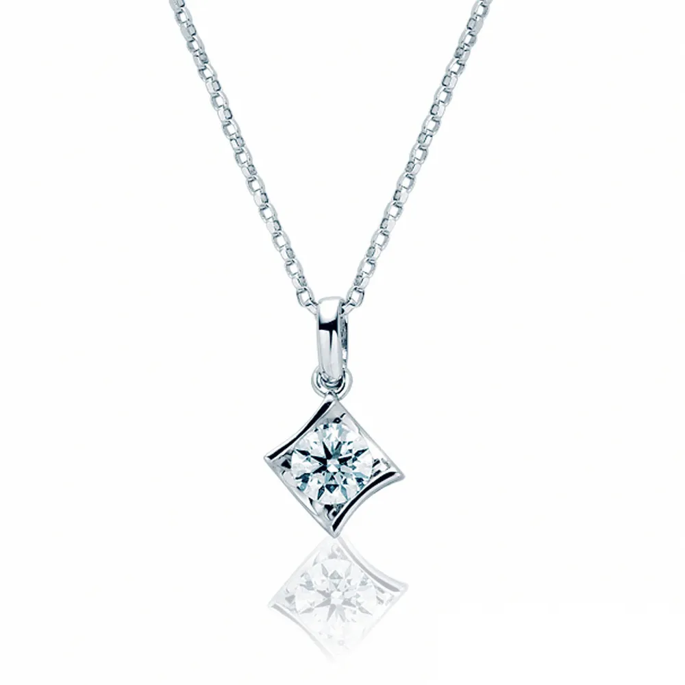 【ALUXE 亞立詩】0.30克拉 FVS2 18K金 鑽石項鍊 菱格璀璨 方形 NS0681