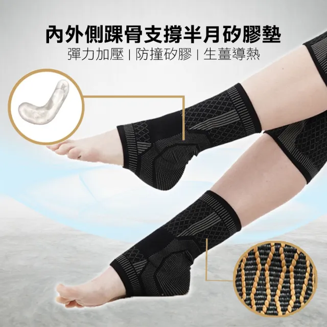 【XA】鍺石款石墨烯下肢循環支撐套組-膝踝各一雙入(護具組/遠紅外線/護膝/護踝/健身護具/特降)