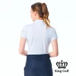 【KING GOLF】實體同步款-女款迷彩底紋刺繡印花立領拉鍊POLO衫/高爾夫球衫(白色)