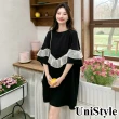 【UniStyle】短袖洋裝 韓系荷葉邊拼接寬鬆連身裙 女 ZM271-6087(黑)