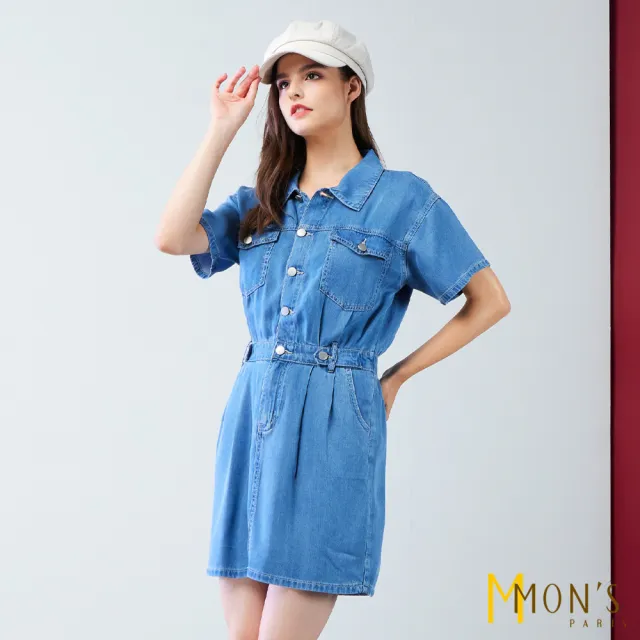 【MON’S】天絲輕薄牛仔洋裝