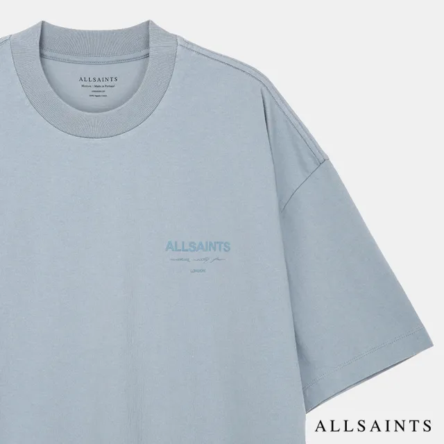 【ALLSAINTS】SCRIPT 純棉寬鬆LOGO短袖T恤-藍 M045PA(30周年亞洲典藏款)