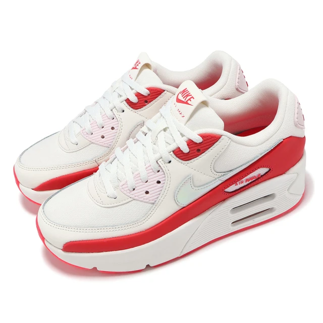 NIKE 耐吉 休閒鞋 Air Max 90 LV8 女鞋 米白 紅 螢光粉 厚底 增高 氣墊(HF5073-133)