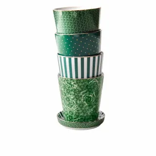 【PIP STUDIO】Royal質感水杯組-綠(4件組/杯子+碟子杯蓋)