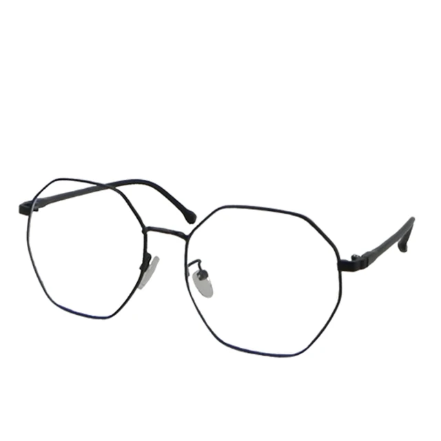 Docomo 多邊形濾藍光眼鏡 輕量質感金屬鏡框 抗UV400經典款 抗藍光最佳利器 黑色鏡框(藍光眼鏡)