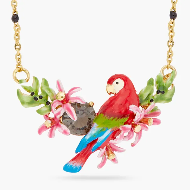【Les Nereides】叢林樂園-綠翅金剛鸚鵡與洋紫荊項鍊