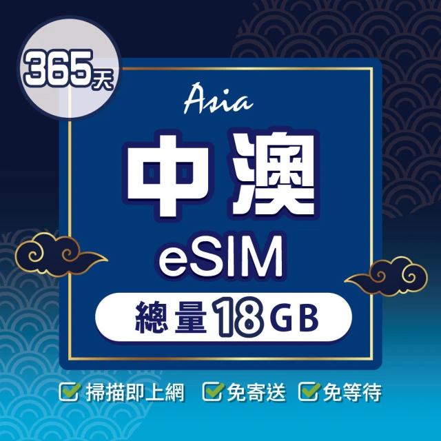 環亞電訊 eSIM中國、澳門30天總量12GB(24H自動發