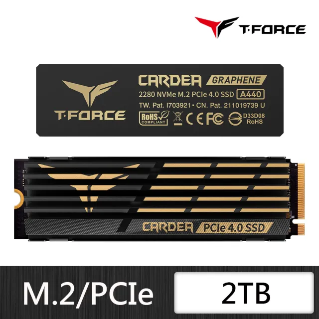【Team 十銓】T-FORCE A440 黑曜女神 雙散熱片 2TB M.2 PCIe Gen4固態硬碟