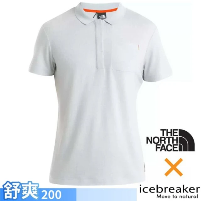 Icebreaker 男 100%美麗諾羊毛 短袖POLO衫_口袋.The North Face聯名款(IB0A56VS-568 淺灰)