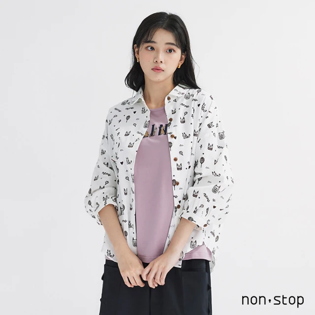 non-stop 貓咪樂園七分袖襯衫-2色