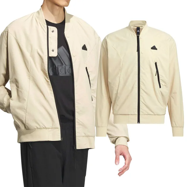 【adidas 愛迪達】TH BOM WV JKT 男款 米黃色 運動 休閒 穿搭 飛行外套 夾克 外套 IP4959