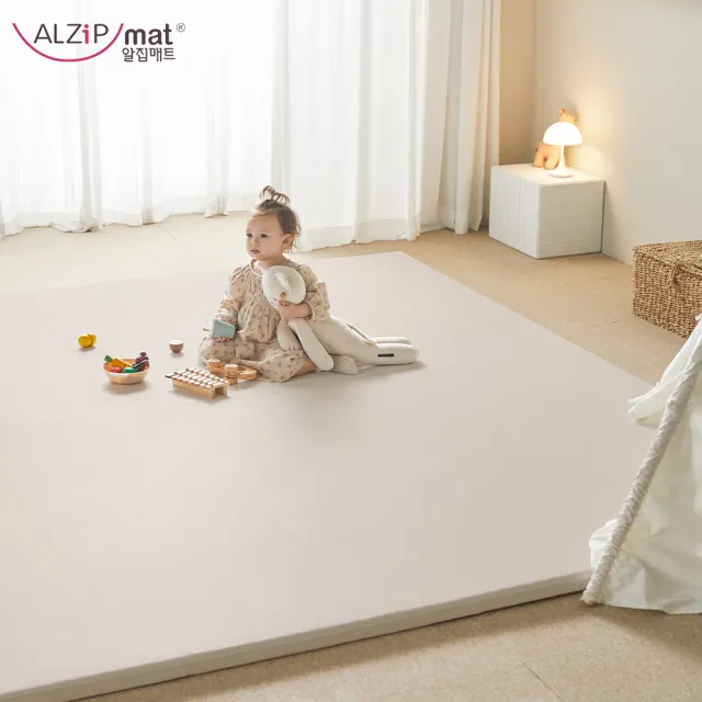 【Alzipmat】韓國象牙白木質圍欄+無縫式地墊(G系列 200x140CM)