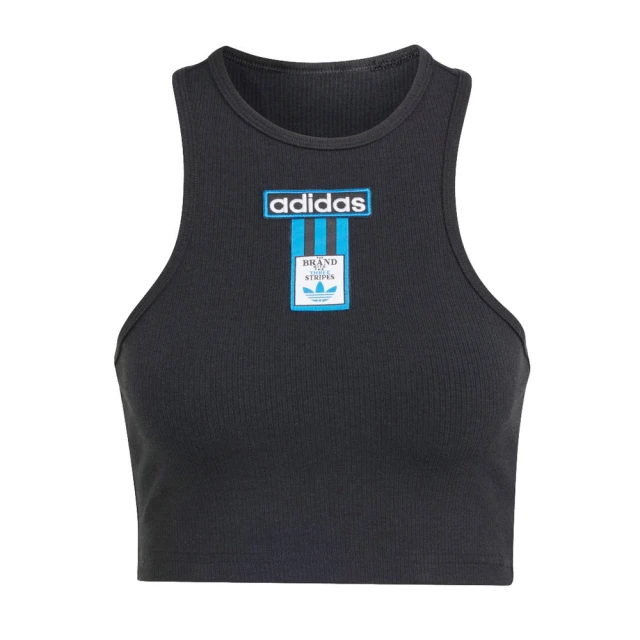 adidas 愛迪達 Adibrk Tank Top 女 短版 背心 休閒 三葉草 修身 挖背 舒適 黑(IU2456)