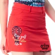 【KING GOLF】實體同步款-女款立體熱氣球刺繡素面修身A LINE短裙/高爾夫球裙(紅色)