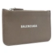 【Balenciaga 巴黎世家】簡約經典LOGO烙印小牛皮信用卡名片零錢包(大象灰)