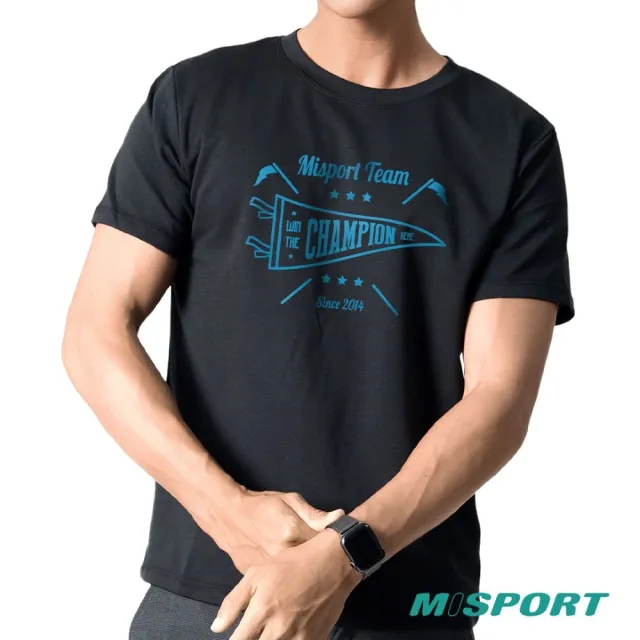 【MISPORT 運動迷】台灣製 運動上衣 T恤-運動迷之旗(MIT立體機能棉衣 排汗衣)