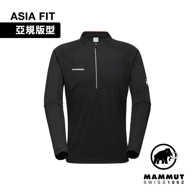 【Mammut 長毛象】Aenergy FL Half Zip LS AF 抗菌半拉鍊長袖排汗衣 黑色 男款 #1016-01310