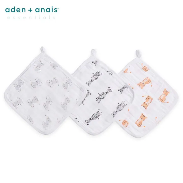 【aden+anais 官方直營】經典方巾3入/4款(沙漠動物/恐龍家族/鄉間小花/大象馬戲團)