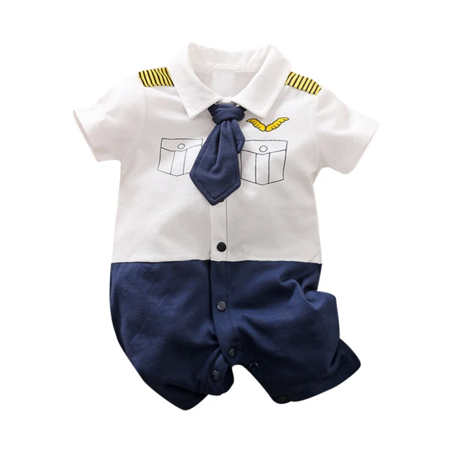 JoyNa 短袖包屁衣 短袖寶寶連身衣 海洋航行款 嬰兒服(