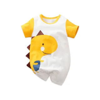 【JoyNa】短袖包屁衣 短袖寶寶連身衣 黃袖恐龍款 嬰兒服(造型款.春夏短袖)