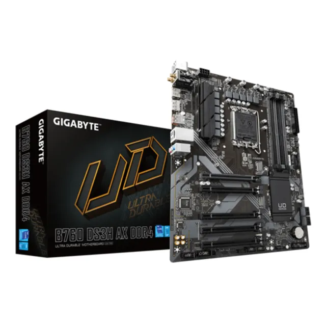 【GIGABYTE 技嘉】組合套餐(技嘉 B760 DS3H AX DDR4+美光DDR4 3200/16G+金士頓 NV2-1TB SSD)