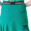 【KING GOLF】實體同步款-女款立體刺繡素面修身荷葉百褶A LINE短裙/高爾夫球裙(深綠色)