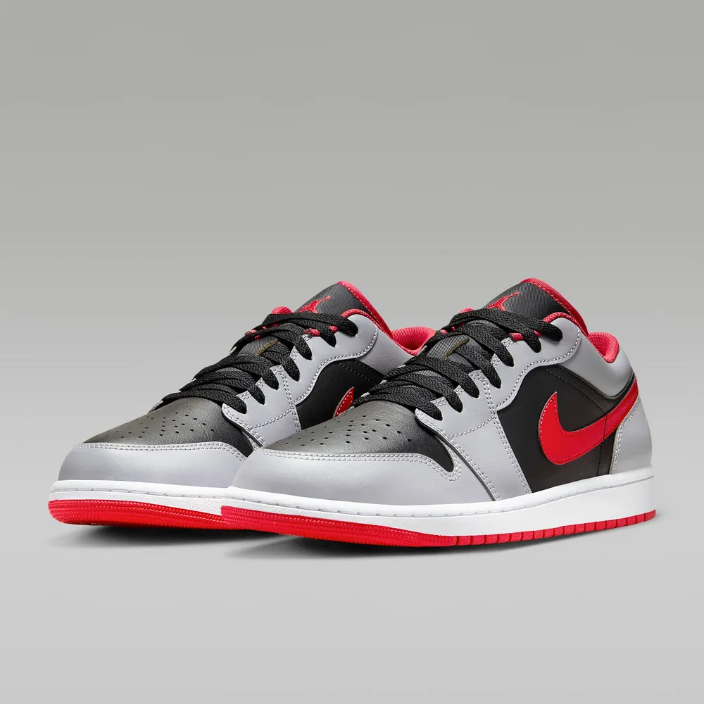 【NIKE 耐吉】運動鞋 籃球鞋 男鞋 AIR JORDAN 1 LOW Smoke Grey Gym Red 煙灰 紅勾 喬丹 低筒(553558060)