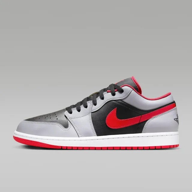 【NIKE 耐吉】運動鞋 籃球鞋 男鞋 AIR JORDAN 1 LOW Smoke Grey Gym Red 煙灰 紅勾 喬丹 低筒(553558060)