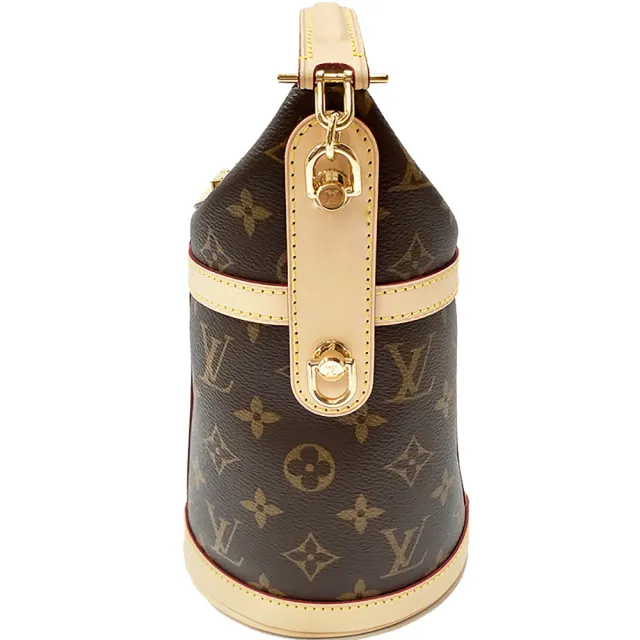 【Louis Vuitton 路易威登】M43587 經典DUFFLE系列Monogram帆布手提/斜揹側肩包水桶包(全新展示品-棕色)