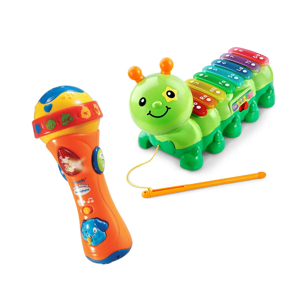 【Vtech】寶寶律動玩具1+1超值組(寶寶麥克風+音樂毛毛蟲)
