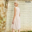 【Diffa】桔白條背心式連身洋裝-女