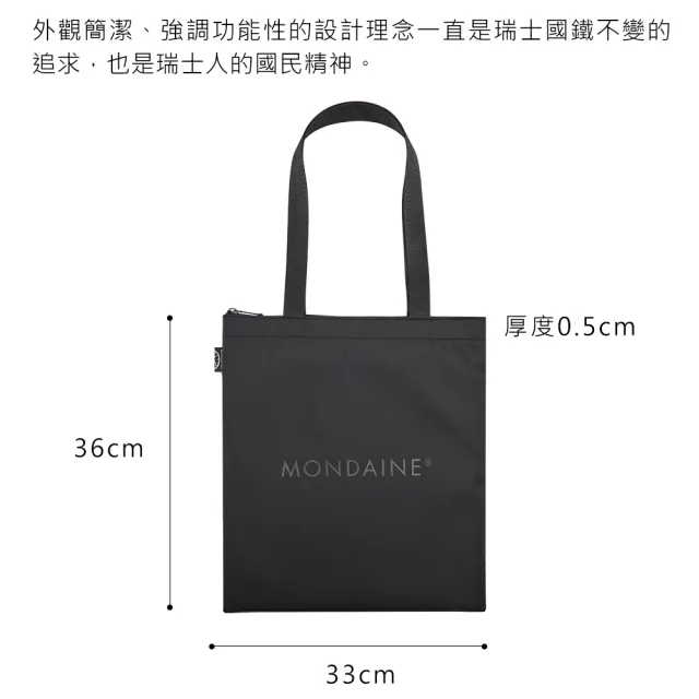 【MONDAINE 瑞士國鐵】80週年紀念A4拉鍊托特包(復刻黑)