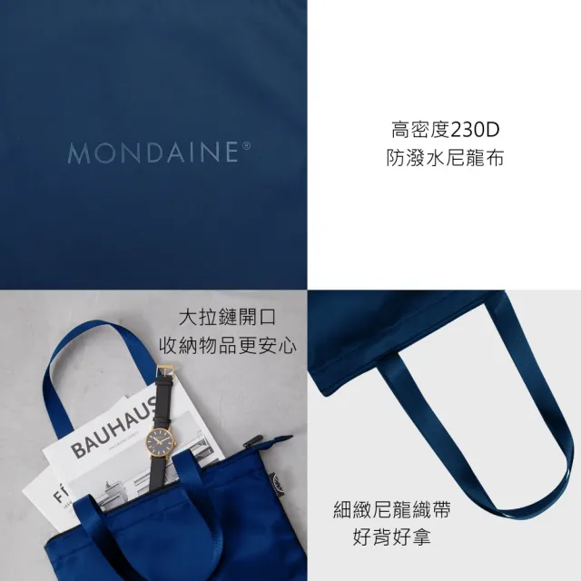 【MONDAINE 瑞士國鐵】80週年紀念A4拉鍊托特包(經典藍)