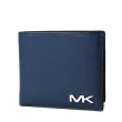 【Michael Kors】男款 金屬鏤空LOGO水波紋八卡短夾-藍色