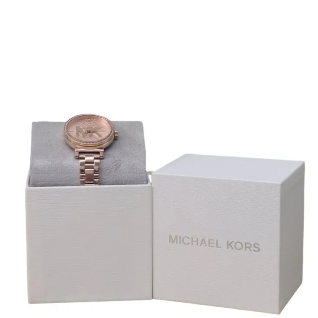 【Michael Kors】Michael Kors 經典大LOGO晶鑽手錶玫瑰金禮盒組(贈原廠紙袋父親節七夕情人節)