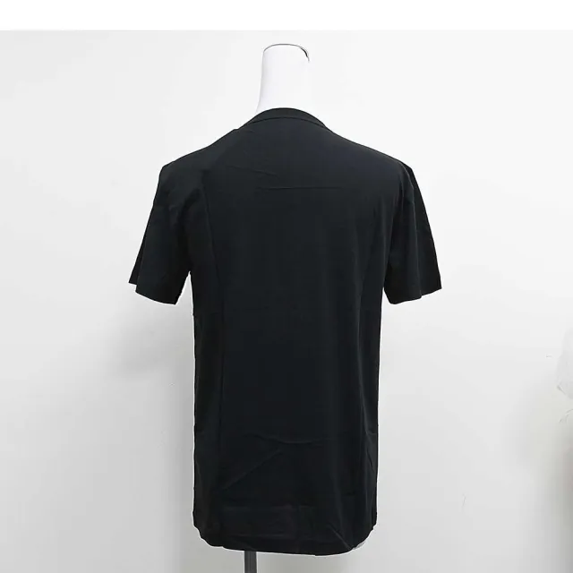 【EMPORIO ARMANI】EMPORIO ARMANI胸前LOGO貼布棉質短袖T恤(男款/黑x白)