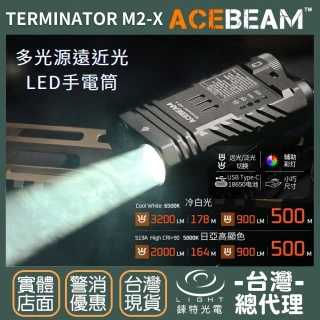 【ACEBEAM】錸特光電 Terminator M2-X 冷白光 3200流明 178米(多光源聚泛光 七色循環RGB彩燈)