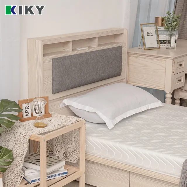 【KIKY】如懿-附插座靠枕二件床組 單人加大3.5尺(床頭片+六分抽屜床底)