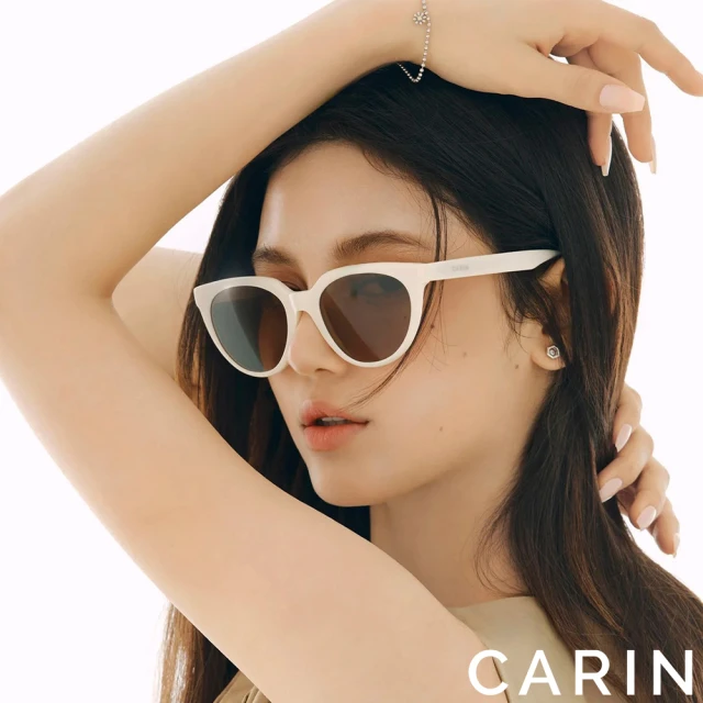 CARIN NewJeans配戴款 貓眼膠框太陽眼鏡(白 咖啡鏡片#KRISTEN N C3)