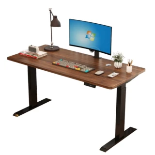 【MGSHOP】電動升降桌 160CM  電腦桌 辦公桌 書桌 兒童升降桌(雙機芯 楠洋楹木款)