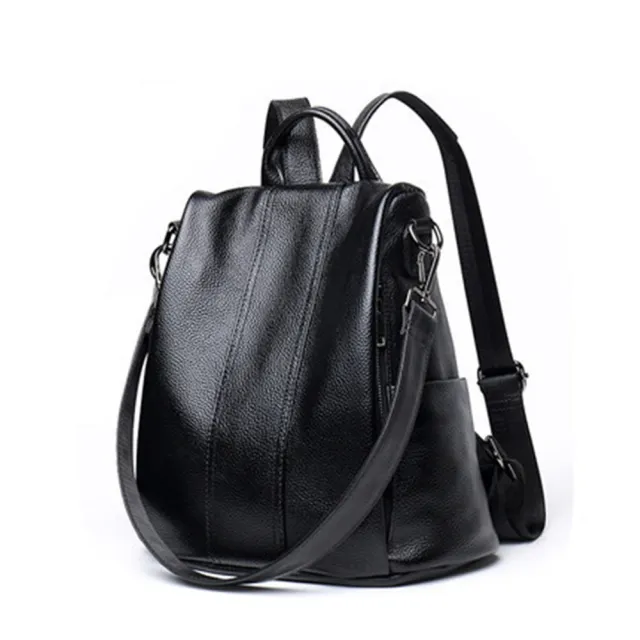 【巴黎精品】真牛皮後背包側背包真皮包包雙肩包托特包隨身女包包(防盜多用途實用4色a1em6)