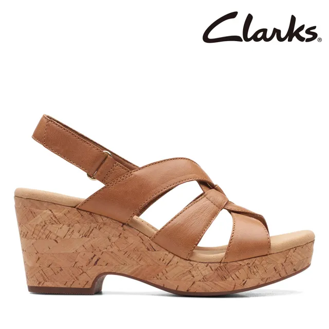 【Clarks】女鞋 Giselle Beach 美型腳背交叉設計厚底涼鞋 楔型涼鞋(CLF64796S)