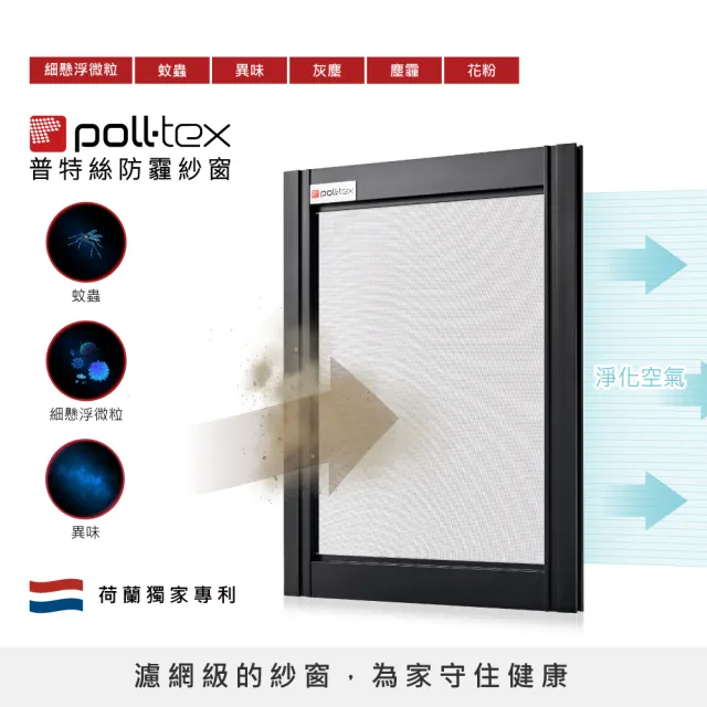 【Poll-tex 荷蘭普特絲】防霾紗窗｜含施工費15才/片/不含窗框(過濾細懸浮微粒、降低異味)