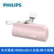 【Philips 飛利浦】DLP2550C 4色可選-4900mAh 10W TypeC直插自帶線口袋行動電源(電量顯示/支架)