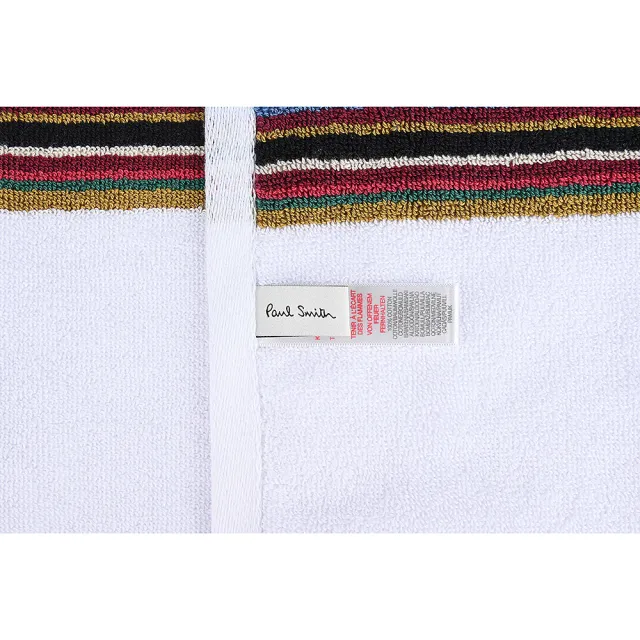 【Paul Smith】刺繡草寫LOGO純棉彩直條紋飾邊毛巾三件組(白x彩)