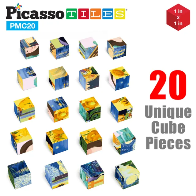 【PicassoTiles】畢卡索 20片磁性方塊拼圖 世界名畫