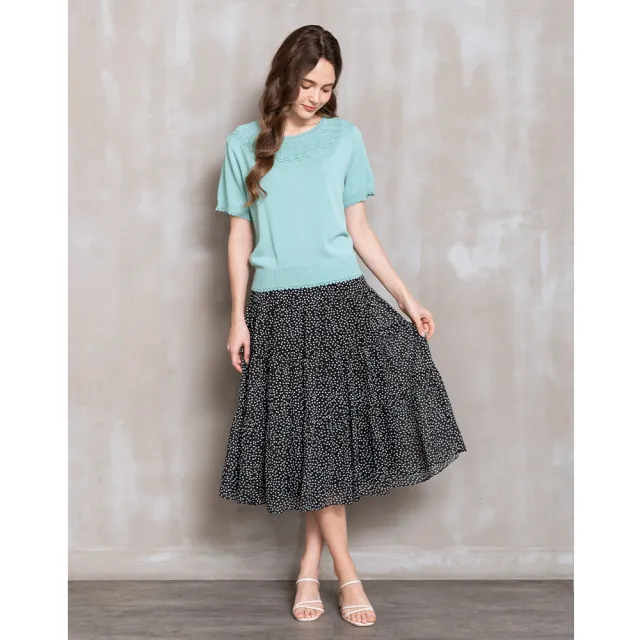 【perng yuh 芃諭名品】*溫雅甜俏 層疊荷葉領 針織衫(2024 SS Collection|3A春夏_優惠系列)